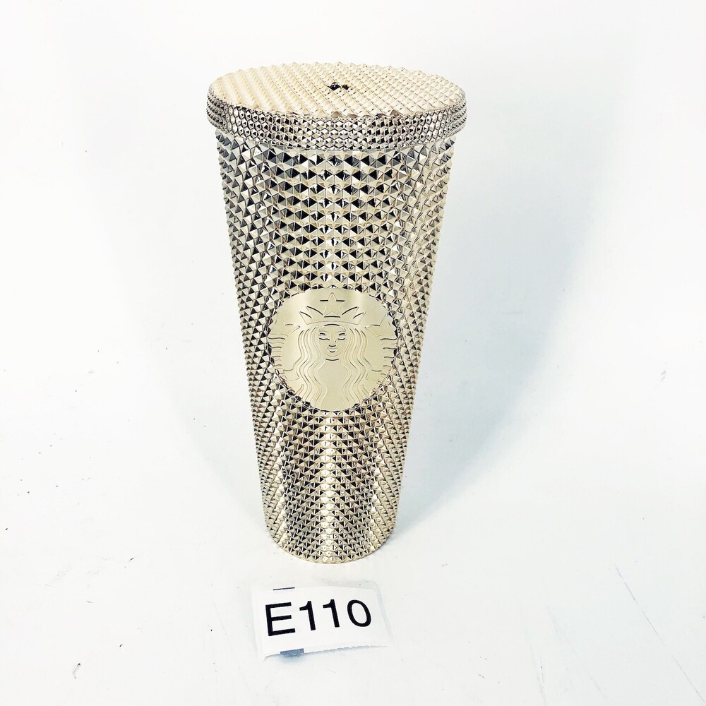 Starbucks Christmas 2022 Gold Foil Diamond Studded Cold Drink Tumbler Cup 24 oz